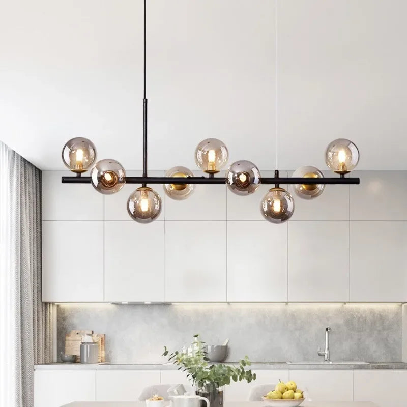 Modern Black LED Pendant Chandeliers for Living Dining Kitchen Lighting