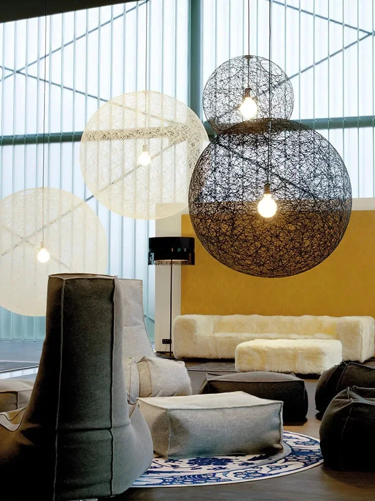 Hemp Rattan Sphere Pendant Lights for Home Decor & Lighting