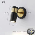 Adjustable Nordic LED Wall Lamp for Bedroom, Modern Minimalist Rotating Light