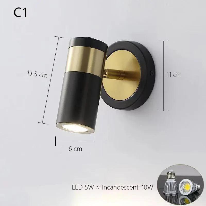 Adjustable Nordic LED Wall Lamp for Bedroom, Modern Minimalist Rotating Light