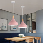 Nordic Aluminum Pendant Lights Modern Wood Hanging Lighting E27 LED Loft Suspension Luminaire
