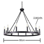 Modern Retro Round LED Pendant Lights - Black Ceiling Chandelier for Living Room and Restaurant