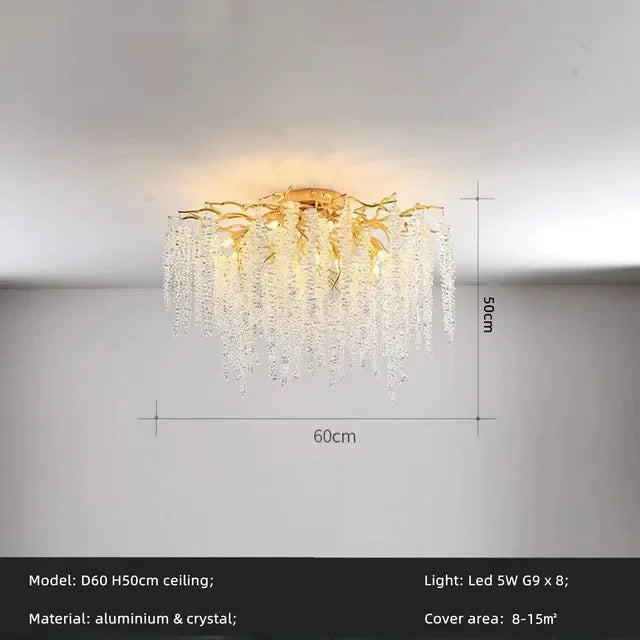 Gold Glass LED Crystal Chandeliers for Luxe Dining Room Decor