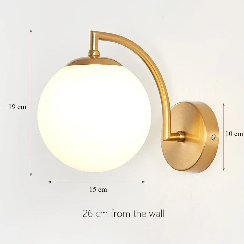 Luxury Glass Wall Lamp Brass Color Home Art Deco Sconce Wall Lights