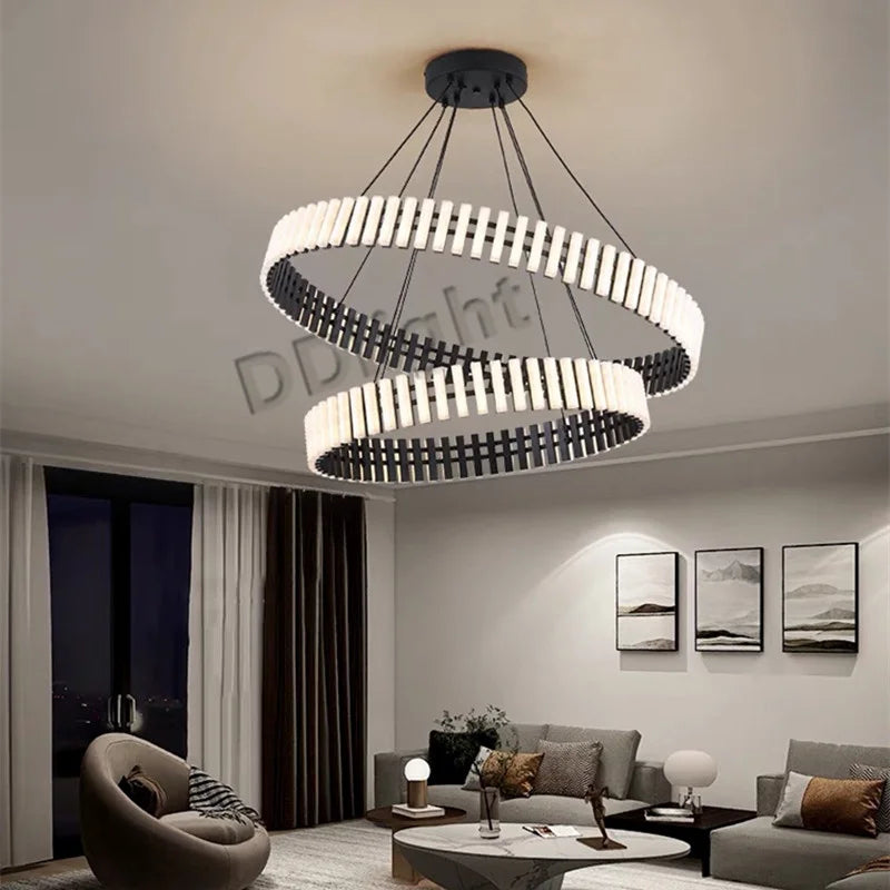 Modern Circle Chandelier: Bright 360° Lighting for Living Room, Kitchen & Bedroom