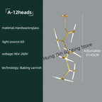 Gold Branch LED Chandelier for Duplex Villa Staircase - Modern Indoor Lighting