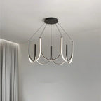 Modern Black Aluminium LED Pendant Chandelier for Foyer, Adjustable Lighting Solution