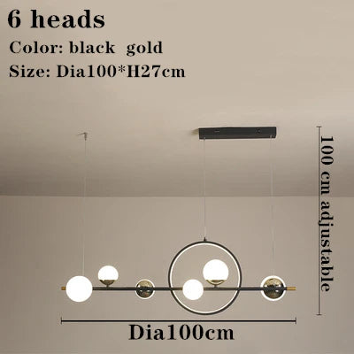 Nordic Circle LED Glass Ball Pendant Lamp for Dining Room & Kitchen