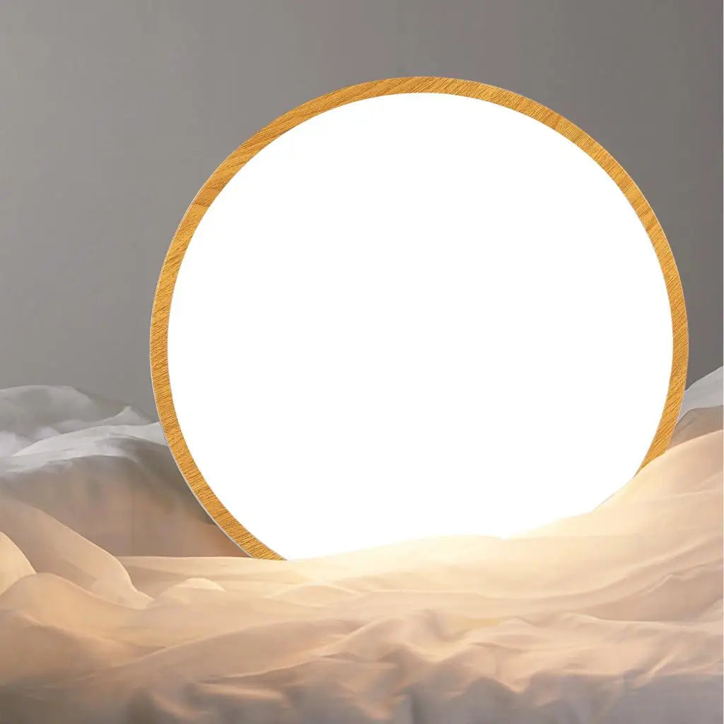 Wood LED Ceiling Lamp: Modern Nordic Round Light Fixture for Living Room & Bedroom
