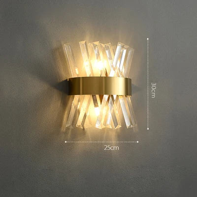 Art Deco Stainless Steel Crystal LED Wall Sconce Black Gold Bedroom Corridor