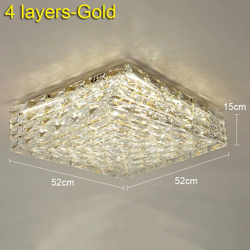 Crystal Ceiling Lamp: Modern Minimalist Indoor LED Lighting for Living Room, Dining & Bedroom