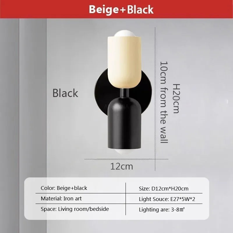 Nordic LED Colorful Wall Lights Modern Bedroom Living Room Background Wall Lamp