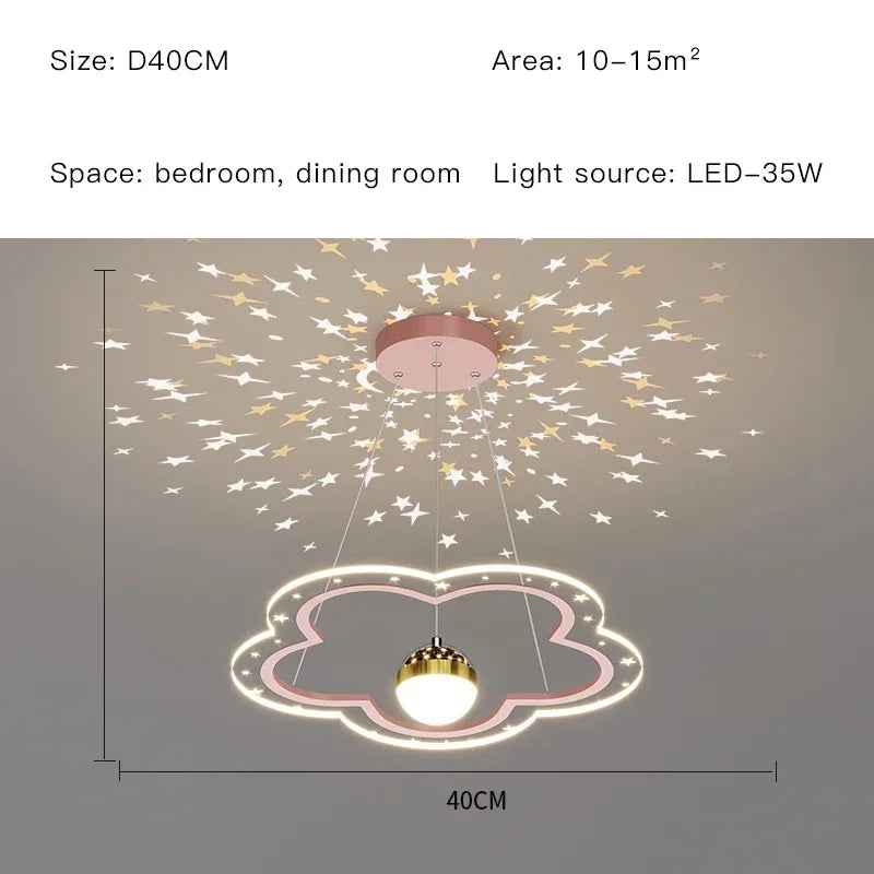 Starry Sky Kids Chandelier Light for Bedroom Study Room Decoration