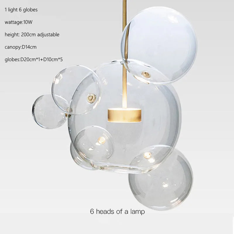 Glass Bubble Ball LED Chandelier Mickey Light for Restaurant, Bar, and Store