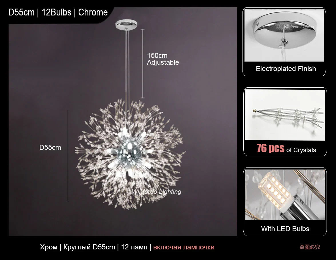 Dandelion Led Ceiling Chandelier for Home Decor Lighting Fixture