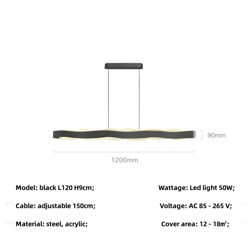 Modern Steel LED Pendant Lights Acrylic Lustre Hanging Lamp for Dining Room