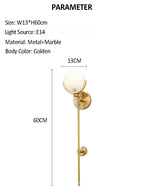 Gold Marble Wall Lights: Modern LED Sconce for Living Room Bedroom Decor