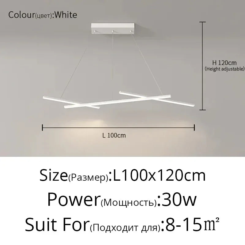 LED Strip Pendant Chandelier for Living Dining Kitchen Island, Minimalist Home Decor Fixture