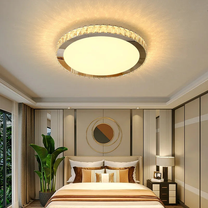 Crystal Round Ceiling Lamp Elegant LED Lighting for Bedroom & Living Room