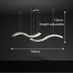 Modern Crystal Chandelier: Stainless Steel Long Strip Hanging Lamp for Kitchen and Dining