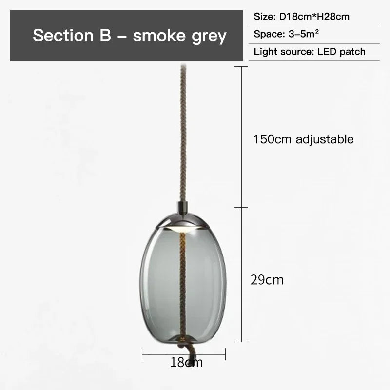 BROKIS Knot Glass Pendant Chandelier Luminaria Deco Bedside Lamp
