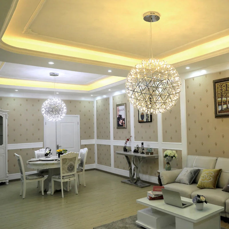Spark Ball Chandelier: Nordic Taraxacum Star Fireworks Pendant for Hotel Lobby Staircase
