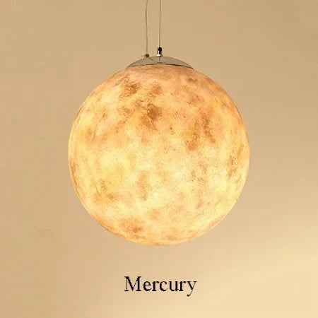 Moon Resin Ball Planet Pendant Light | Children Room Hanging Lamp