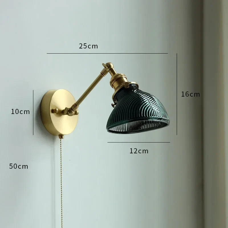 Copper LED Wall Sconce Mirror Stair Light with Pull Switch