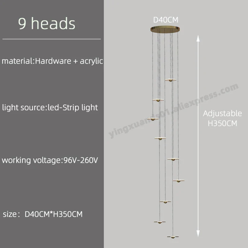 LED Chandelier for Revolving Staircase | Loft Villa Ceiling Hanging Lamp