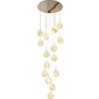Glass Ball Spiral Chandelier for Modern Staircase & Dining Table LED Ceiling Light