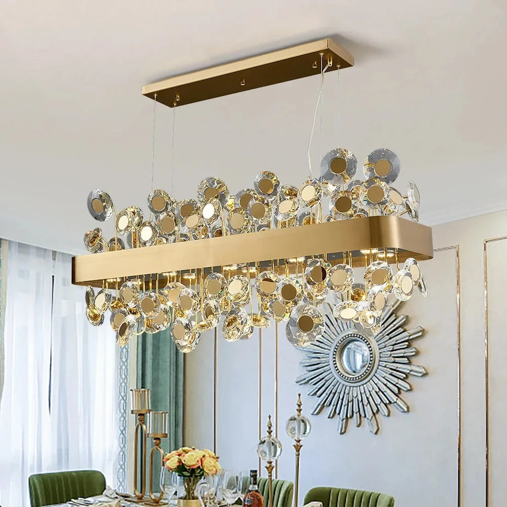 Crystal Pendant Chandelier: Modern Luxury for Living Room, Kitchen Island, Indoor Lighting