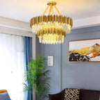 Crystal LED Pendant Lights: Luxury Gold Plating Metal Hanging Lamp for Living, Dining, Bedroom