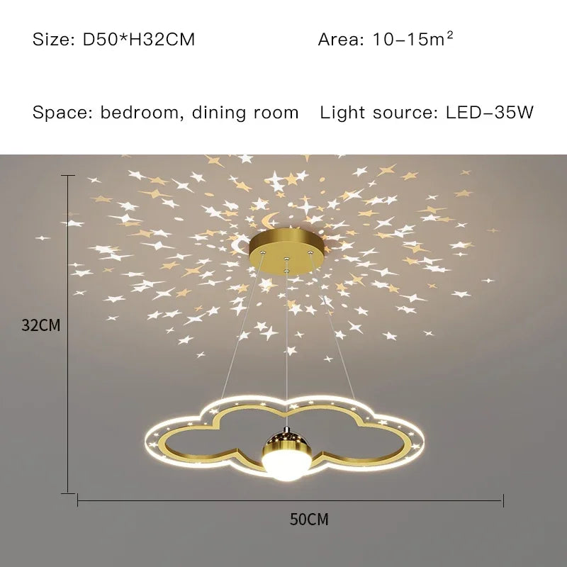 Starry Sky Kids Chandelier Light for Bedroom Study Room Decoration