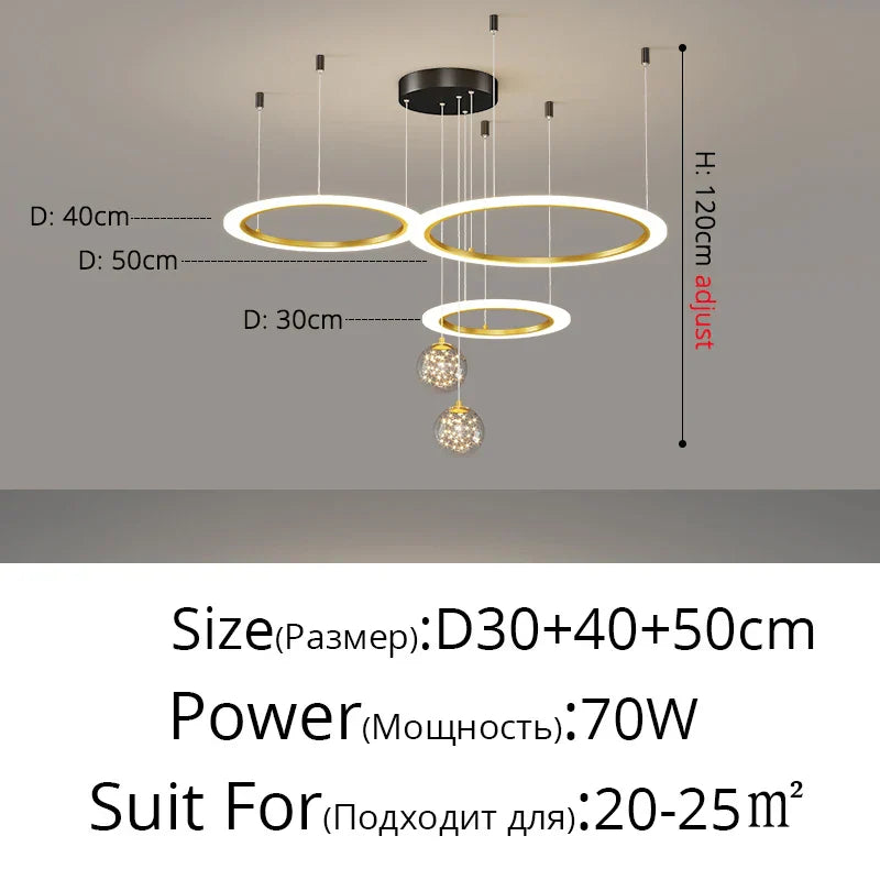 Circle Ring Pendant Light Chandelier Modern Living Room Bedroom Lamps Ceiling Luminaire