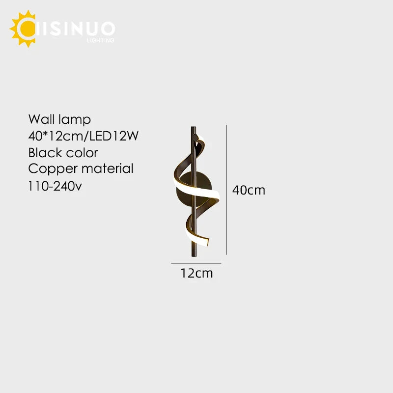 Gold Copper LED Wall Sconce for Bedroom Living Room Hallway