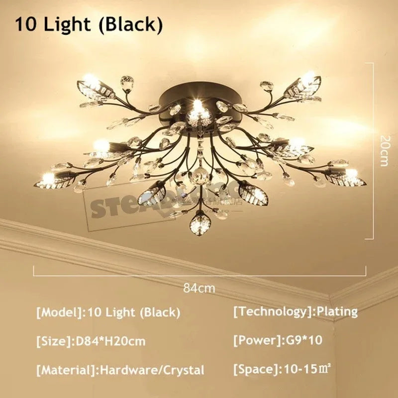 Crystal Ceiling Chandelier LED Light Fixture for Living Room Bedroom Kitchen