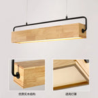 Nordic Wood LED Pendant Light with Metal Rod for Dining Room & Cafe