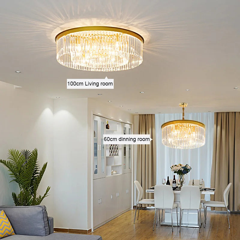 Crystal LED Ceiling Chandelier for Modern American Minimalist Décor