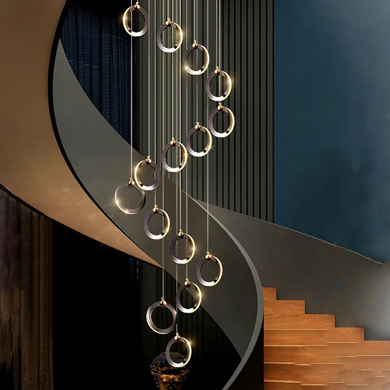 Crystal Chandelier Stair Pendant, Modern Living Room Lighting, Interior Home Decoration