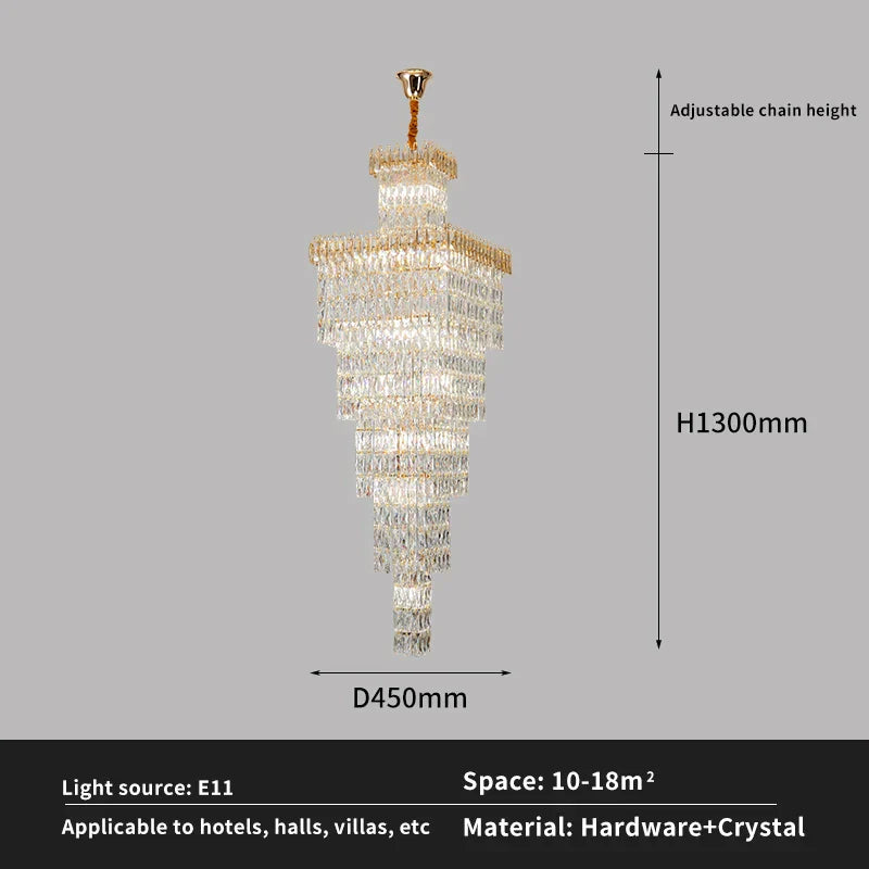 Crystal Luxe Living Room Chandelier - Modern & Elegant Hall Staircase Lighting