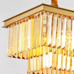 Gold Black Metal LED Chandelier with K9 Crystal - Retro Square Chain Pendant Lighting