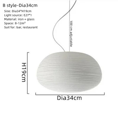 Glass Whorls Cocoon Pendant Light - Milky White, Modern Hanging Lamp