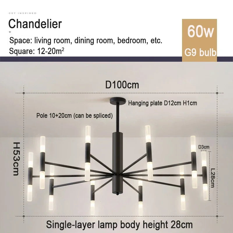 Nordic Chandeliers: Modern Living & Dining Room Pendant Lighting Fixtures