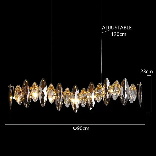 2024 Ash Crystal Ceiling Chandeliers, Modern Living Room Pendant Lamps, Home Decor Lighting