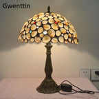 Stained Glass Shell Tiffany Table Lamp for Home Bedroom Lighting Fixtures