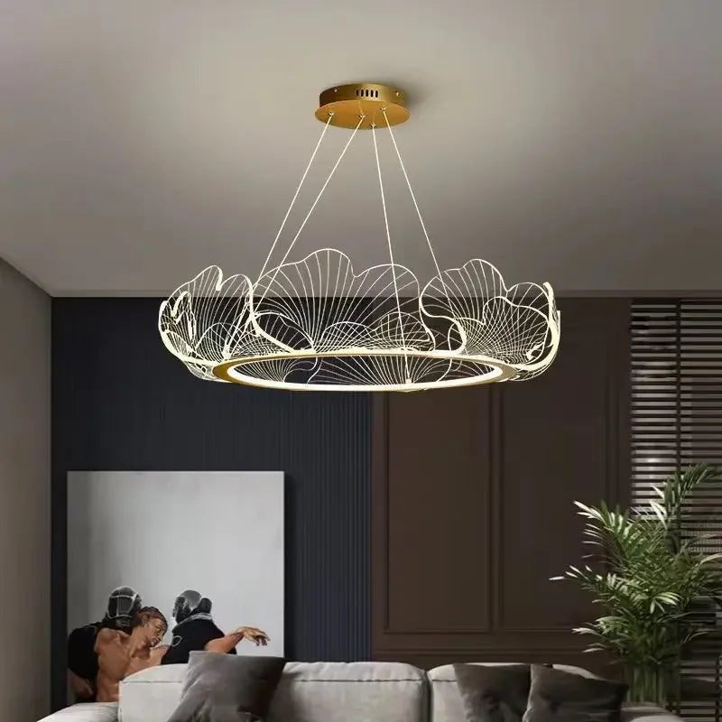 LED Lotus Leaf Ring Ceiling Chandelier by - Modern Living Room Dining Pendant Light