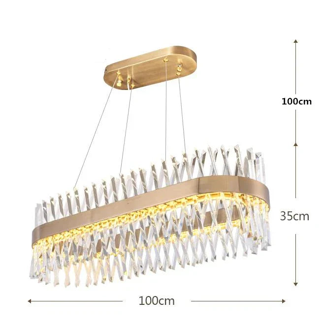 Crystal Pendant Light: Dimmable Semi Round LED Hanging Lamp for Living Room
