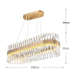 Crystal Pendant Light: Dimmable Semi Round LED Hanging Lamp for Living Room