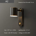 Nordic Brass Wall Lamp with Switch, Modern Minimalist Indoor LED Wall Light