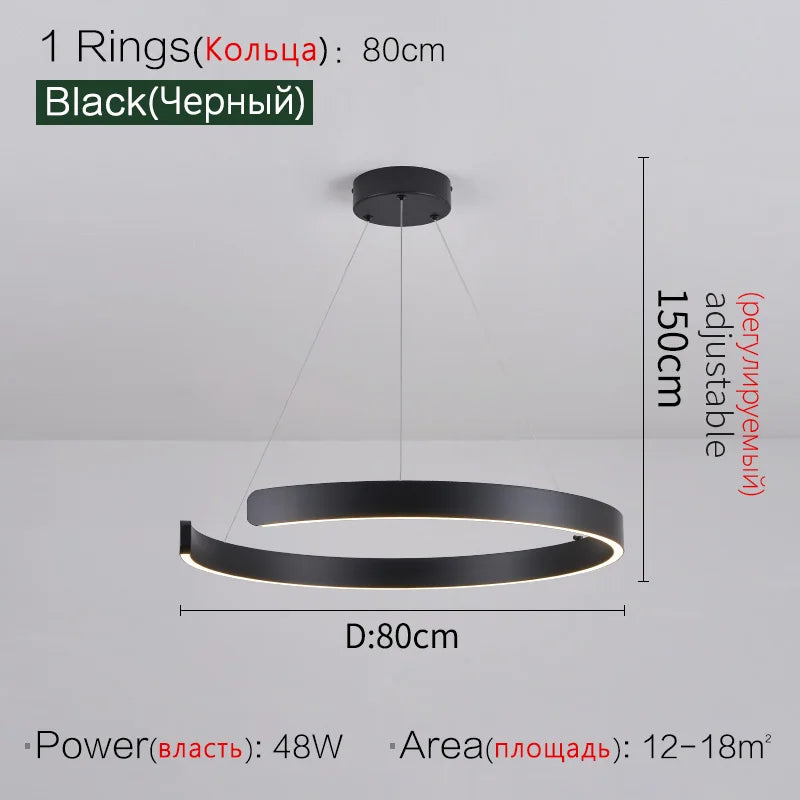 Round Ring LED Chandelier for Dining Room Bedroom Living Room Modern Nordic Decor